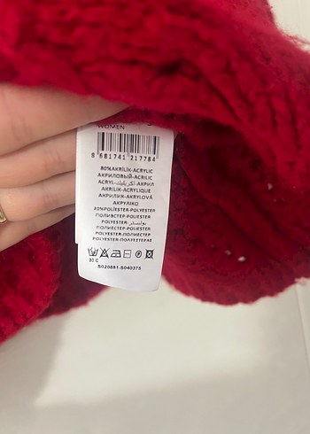 Kırmızı Bohem Örgü Kadın Kazak - Görsel 5