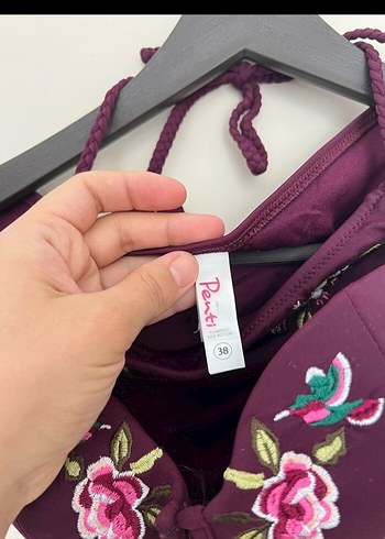 m Beden bordo Renk Bordo Nakışlı Bohem