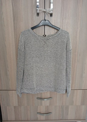 Armani Gri Cizgili Kadin Triko Sweatshirt
