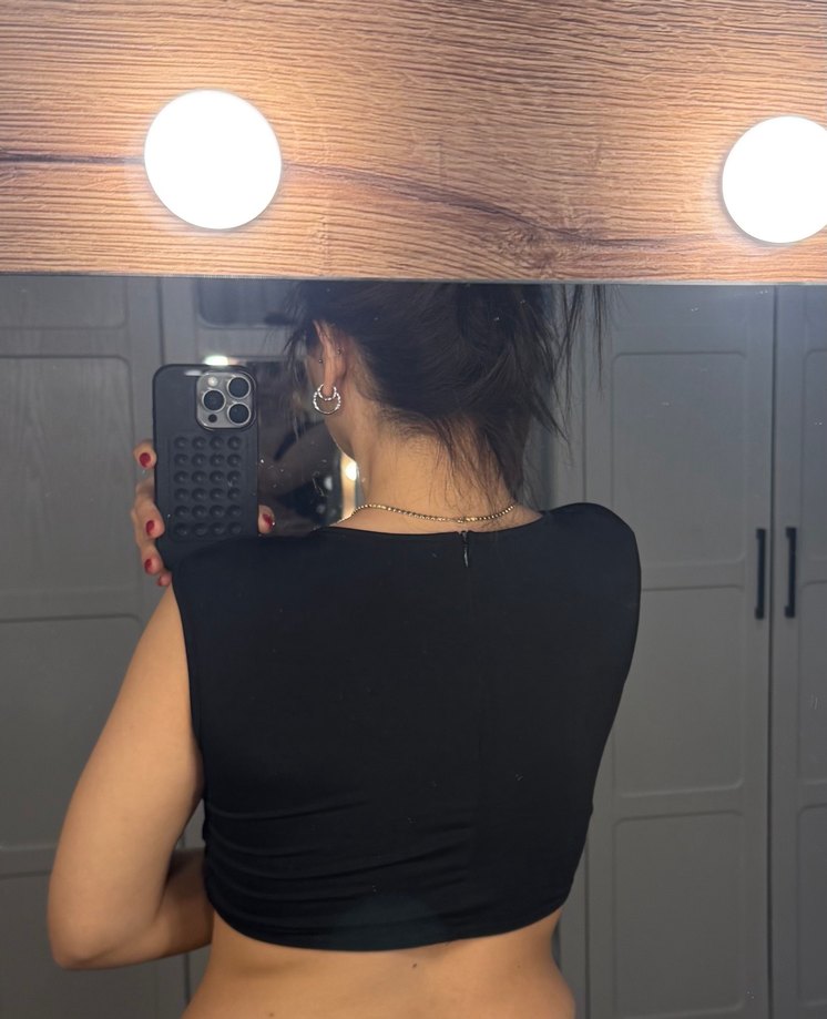 Siyah Avant-Garde Midi Bralet - Görsel 3