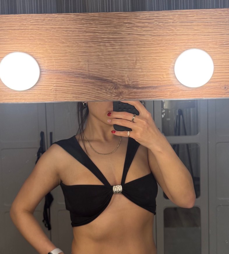 Siyah Avant-Garde Midi Bralet - Görsel 4