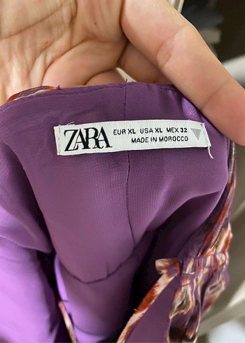 Zara mor desenli drapeli mini elbise - Görsel 4