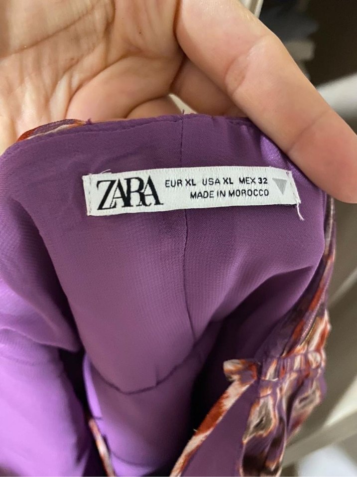 Zara mor desenli drapeli mini elbise - Görsel 4