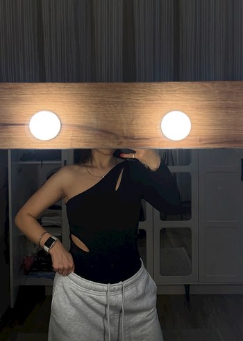 Tek Kol Uzun Kollu Siyah bodysuit - Görsel 3