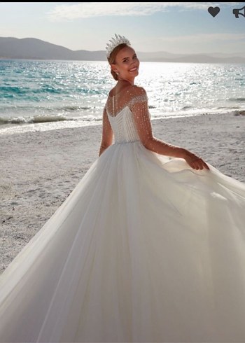 Modern Klasik Beyaz Prenses Gelinlik - Görsel 6