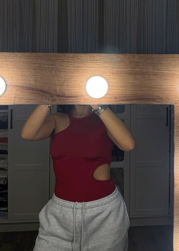 Bordo pencere detay bodysuit - Görsel 3