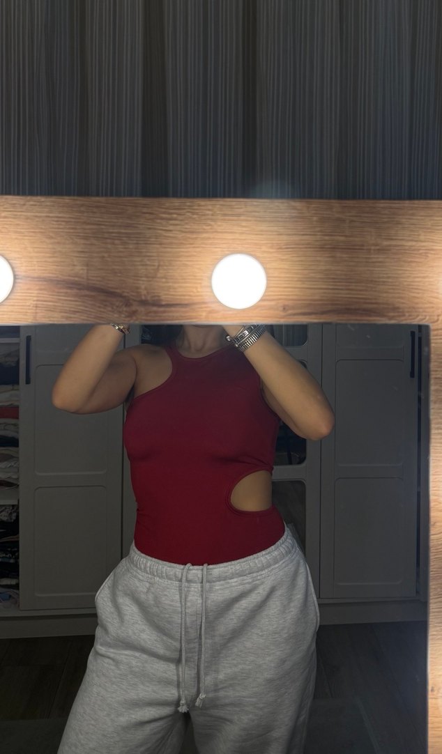 Bordo pencere detay bodysuit - Görsel 3