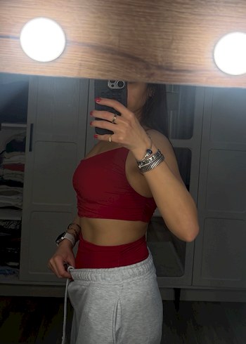 Kırmızı Asimetrik Askılı bodysuit - Görsel 3