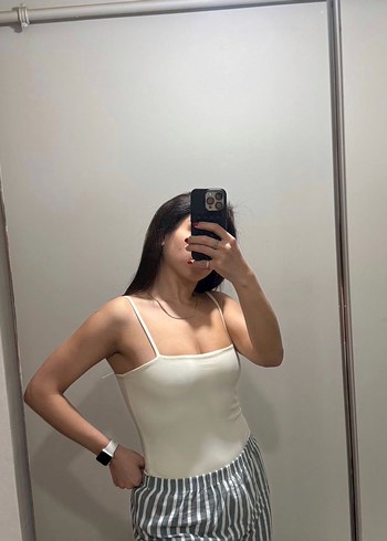 Krem İnce Askılı bodysuit - Görsel 3