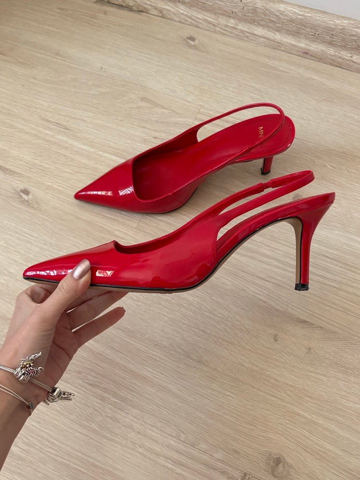 Parlak Kırmızı Stiletto Topuklu Kadın Ayakkabı - Görsel 3
