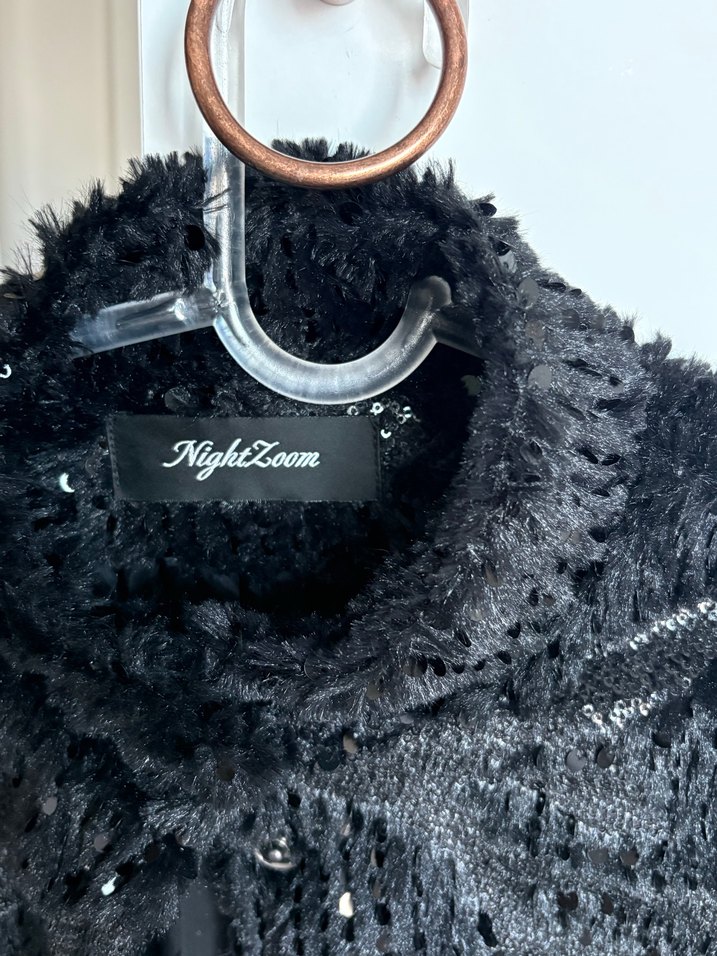 Siyah Nakışlı Kürklü Midi Kadın Ceket - Görsel 2