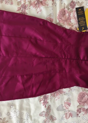 40 Beden Bordo V Yakalı Pilili Uzun Abiye Elbise