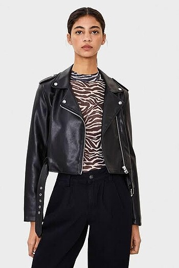 Bershka siyah deri ceket.