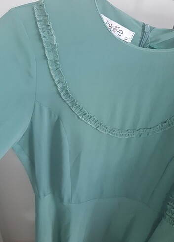 Mint yeşili abiye 36 beden kolları İspanyol astarli - Görsel 2
