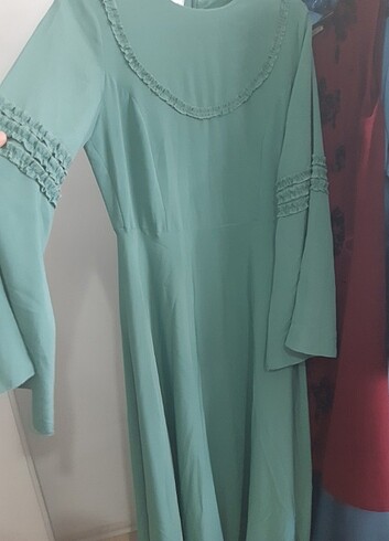 Mint yeşili abiye 36 beden kolları İspanyol astarli - Görsel 3