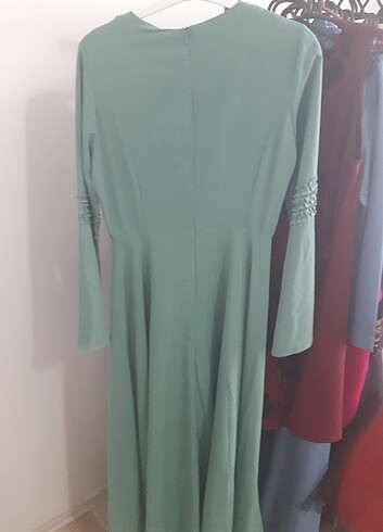 Mint yeşili abiye 36 beden kolları İspanyol astarli - Görsel 6