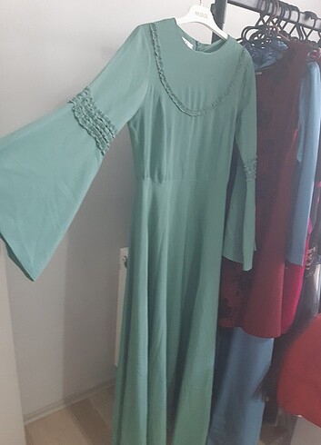 Mint yeşili abiye 36 beden kolları İspanyol astarli - Görsel 7