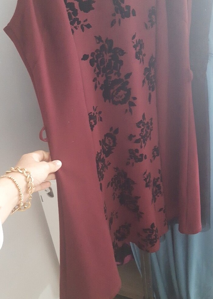 Bordo sifirkol kemerli abiye  - Görsel 2