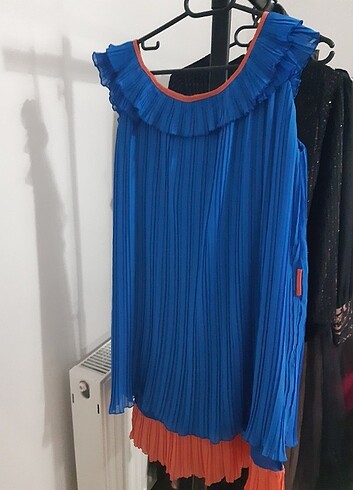 Mavi sifirkol piliseli elbise  - Görsel 5