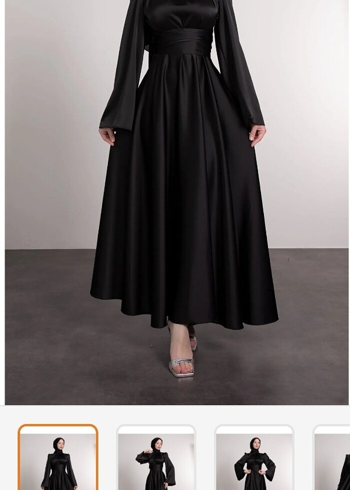 Etiketli siyah saten elbise 38 beden - Görsel 4