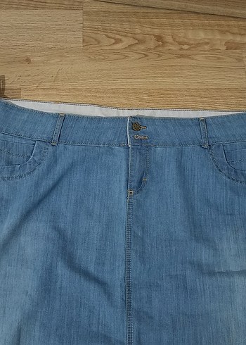 Koton Gri Mavi Midi Denim Etek 56 beden
