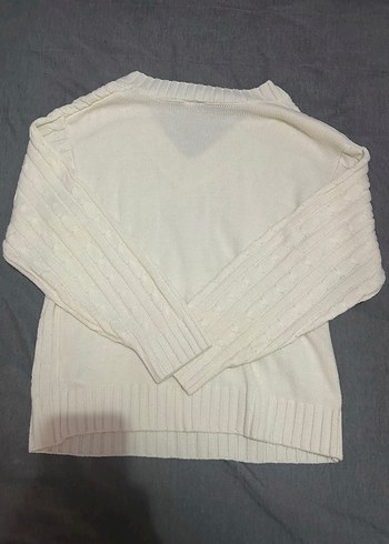 Beyaz Örgü Kadın Sweatshirt - Görsel 2