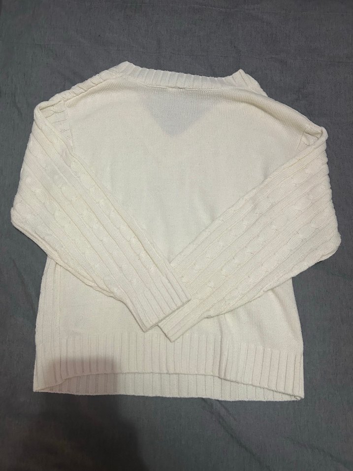 Beyaz Örgü Kadın Sweatshirt - Görsel 2