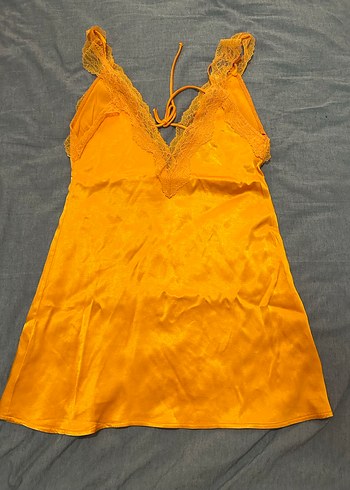 Turuncu Parlak Bohem Kadın Gece Elbisesi - Görsel 3