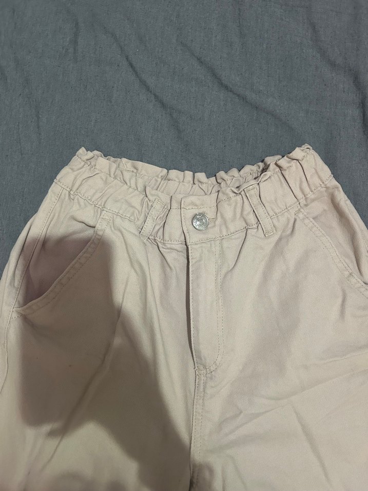 Kemerli Bej Kadın Keten Pantolon - Görsel 3