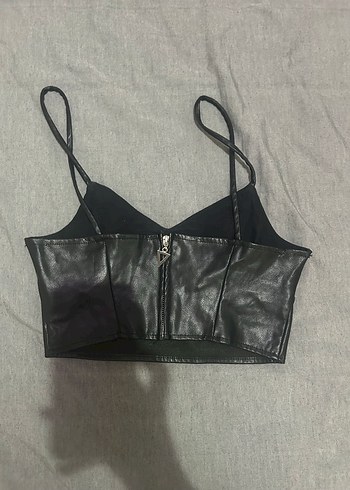 Siyah Deri Mini Askılı Büstiyer - Görsel 2