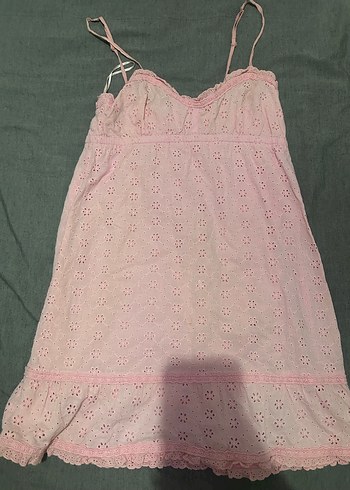 Nakışlı Pudra Pembe Gecelik - Görsel 2