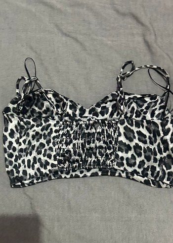 Gri Leopar Desenli Straplez Bustiyer - Görsel 2