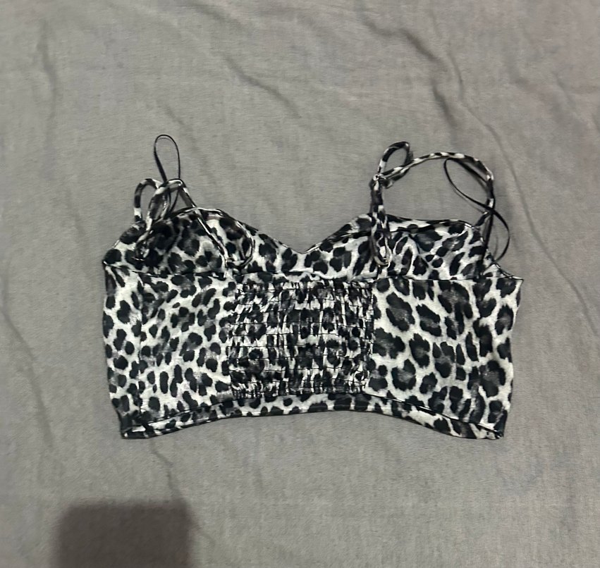 Gri Leopar Desenli Straplez Bustiyer - Görsel 2