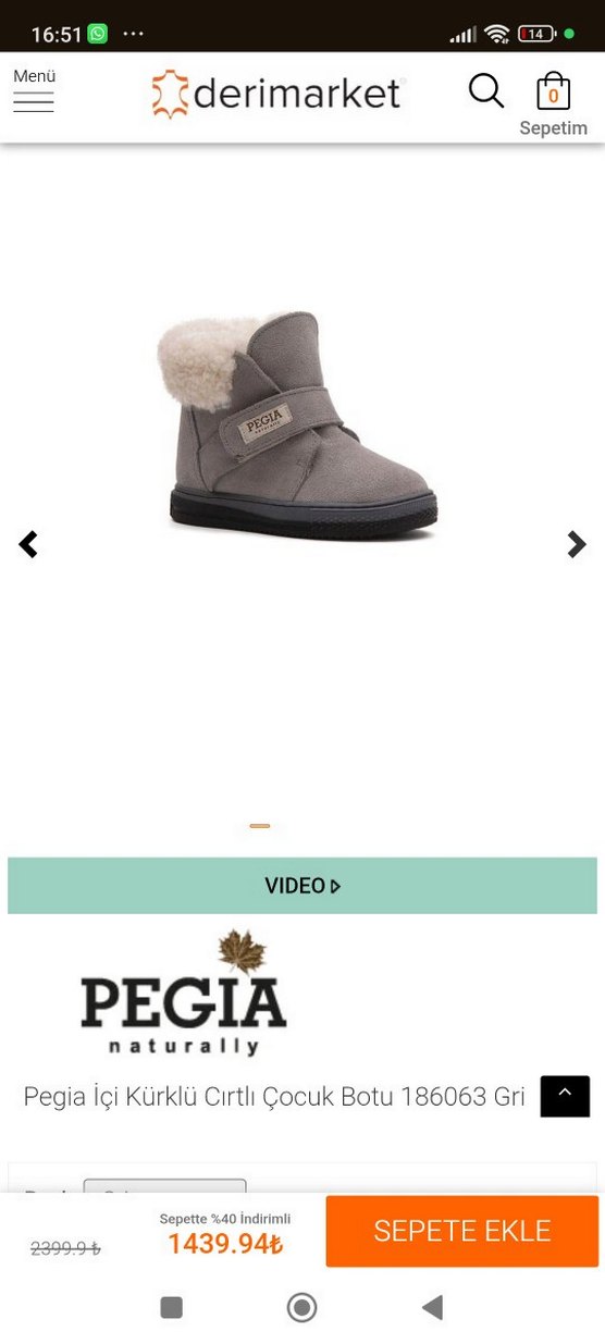 Pegia Gri Süet Kürklü unisex bebek botu - Görsel 4