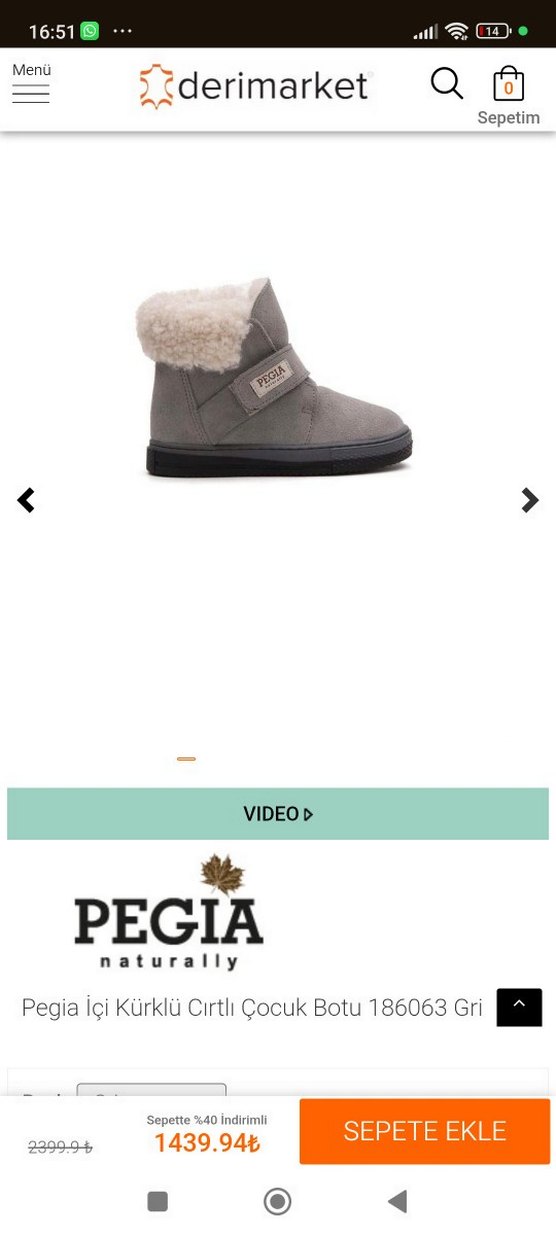 Pegia Gri Süet Kürklü unisex bebek botu - Görsel 2