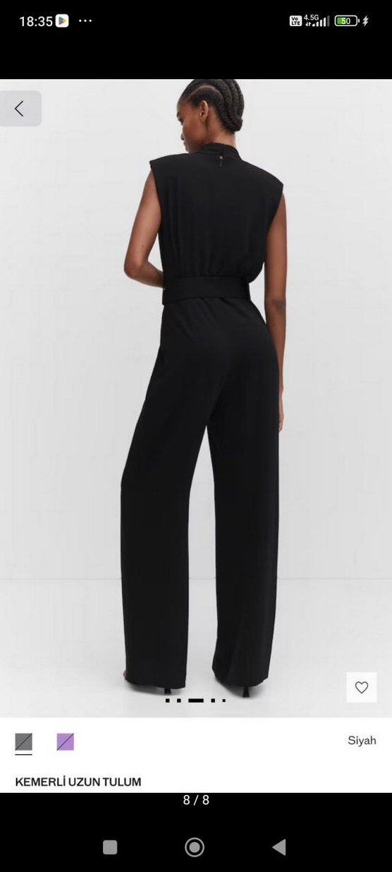 Mango Siyah Kemerli  Kadın Tulum - Görsel 2