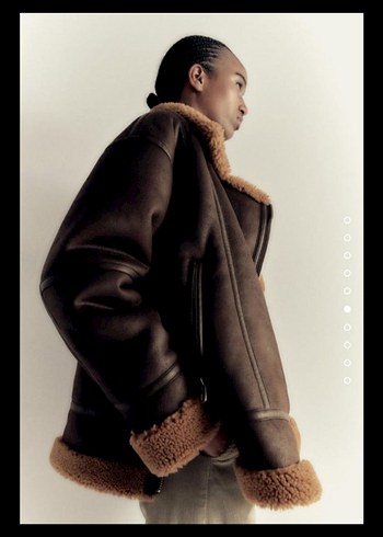 Zara Kahverengi Kürklü Deri Kadın Ceket Mont - Görsel 2