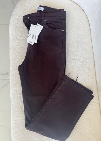 Düğmeli Kahverengi Kadın  Zara Pantolon - Görsel 2