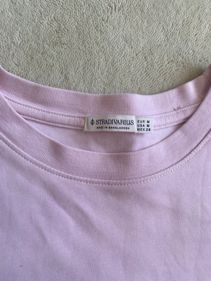 Kadın Pembe Kısa Kollu Basic Tişört - Görsel 2