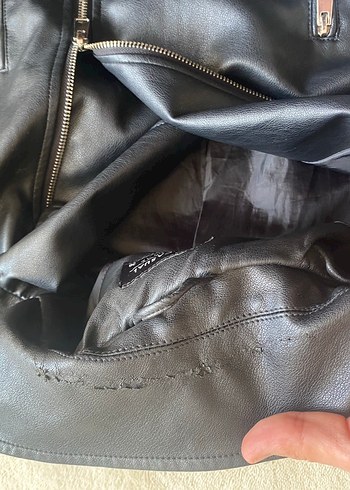 Siyah Deri Kadın Biker Ceket - Görsel 4