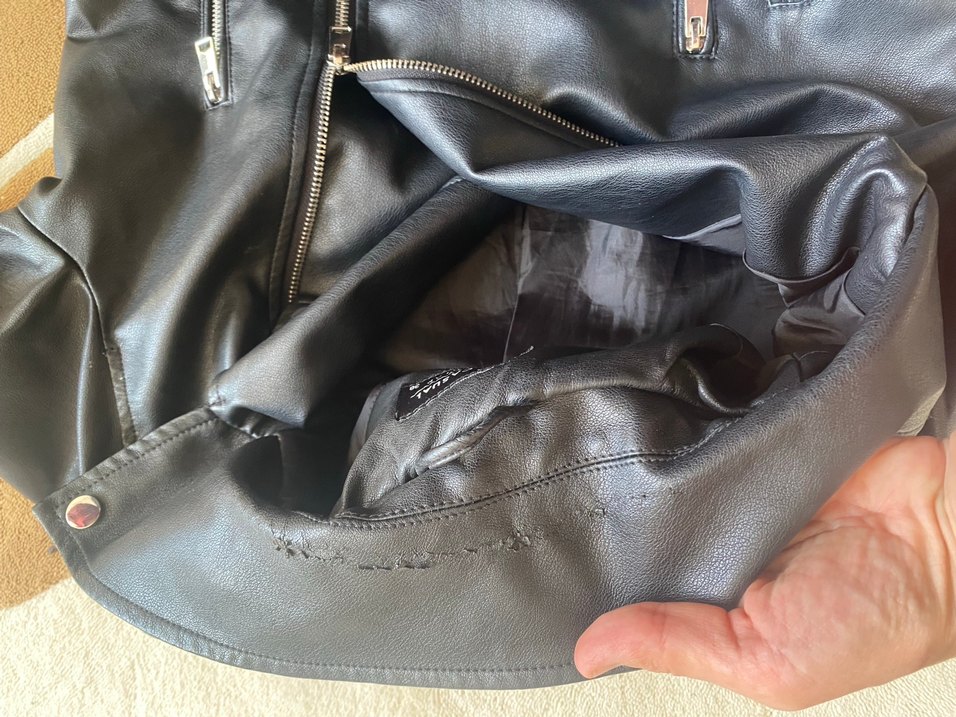 Siyah Deri Kadın Biker Ceket - Görsel 4