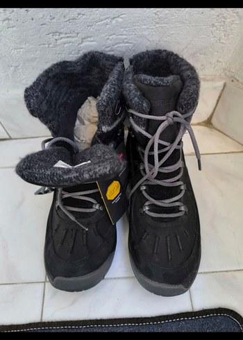 orginal Merrel Gri Kürklü Siyah Kadın Dolgu Topuklu Bot