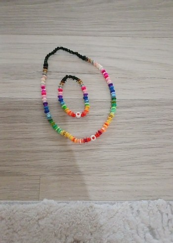 Renkli Boncuklu Bohem Uzun Kolye ve Bileklik
