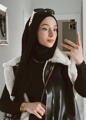 s Beden siyah Renk Siyah Deri Kürklü Uzun Yelek