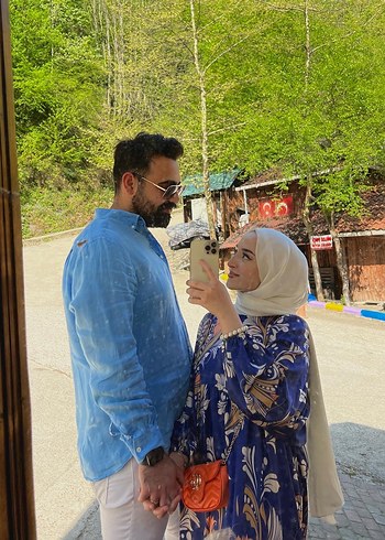 universal Beden Uzun Kollu Mavi Salaş Elbise