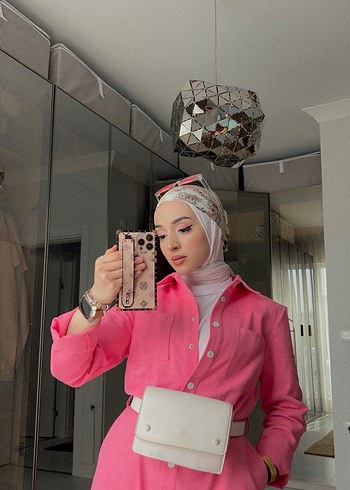 s Beden pembe Renk Pembe Uzun Kollu Kadın Takım Elbise