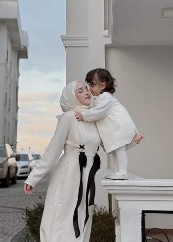 36 Beden beyaz Renk Pamuklu Uzun Kollu Beyaz Elbise