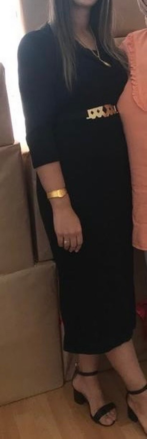 Uzun Siyah Kadın Kalem Elbise - Görsel 2