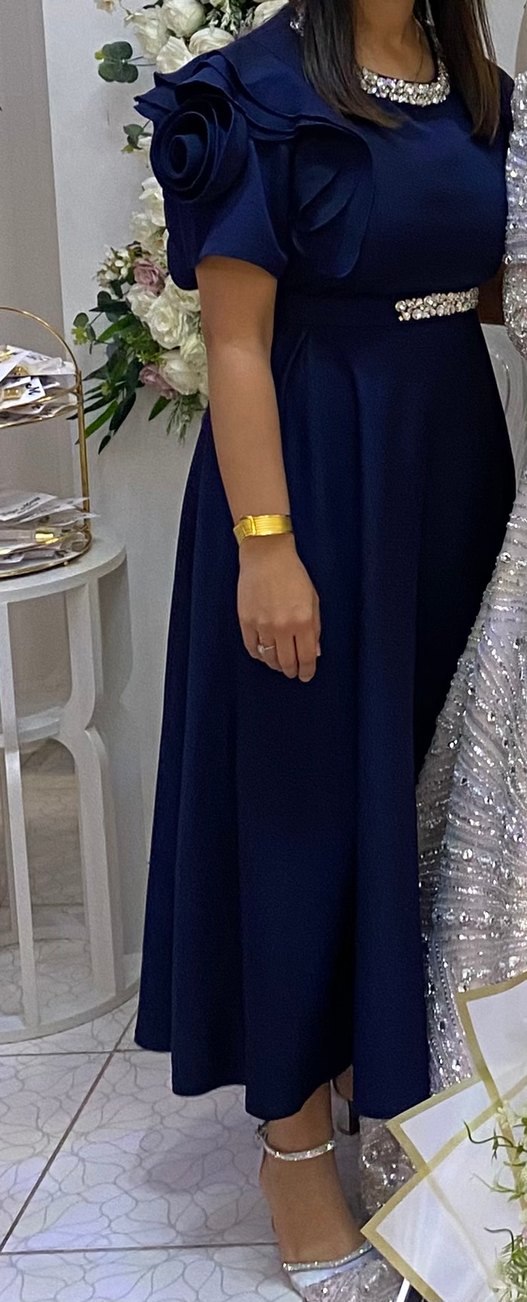 Drapeli Lacivert Abiye Elbise - Görsel 2