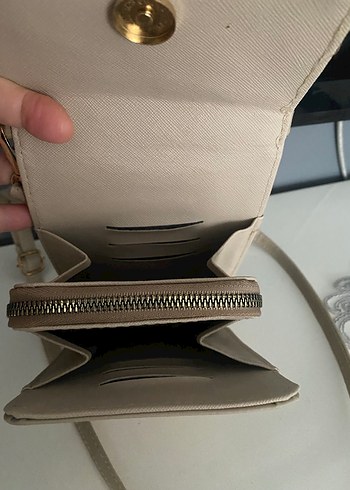 Bej suni Deri Kadın Çapraz Çanta - Görsel 3